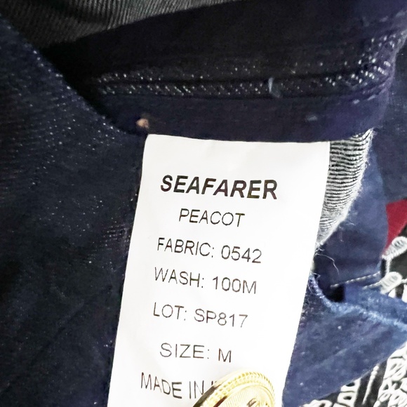 NEW Seafarer Cotton Denim Jean Sleeveless Double Breasted Jacket Vest Navy Blue - Picture 3 of 4